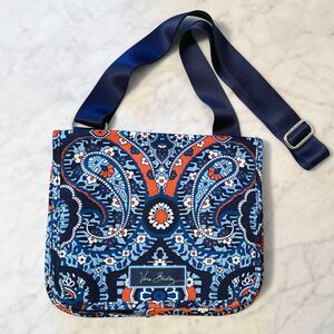 Vera Bradley Lighten Up Travel Crossbody Bag Marrakesh Paisley Navy Blue Orange